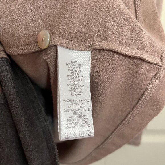 LOGO by Lori Goldstein Women's Beige Waterfall Button Pockets Cardigan Medium - Picture 5 of 7